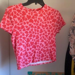 Pink heart crop top